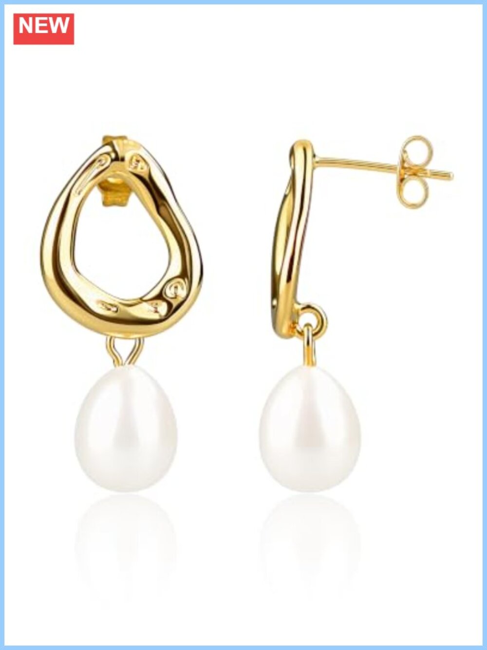 Teardrop Freshwater Pearl Dangle Earrings 925 Sterling Silver Posts